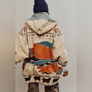 Free People mountain top black sheep fleece sweatshirt jacket